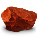 Rough red-orange stone with a glossy, layered surface