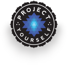 Project Yourself logo: a blue Sri Yantra-style star inside a black circular badge