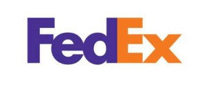 FedEx logo in purple and orange letters