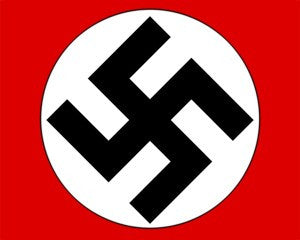 Nazi flag: black swastika in a white circle on a red field